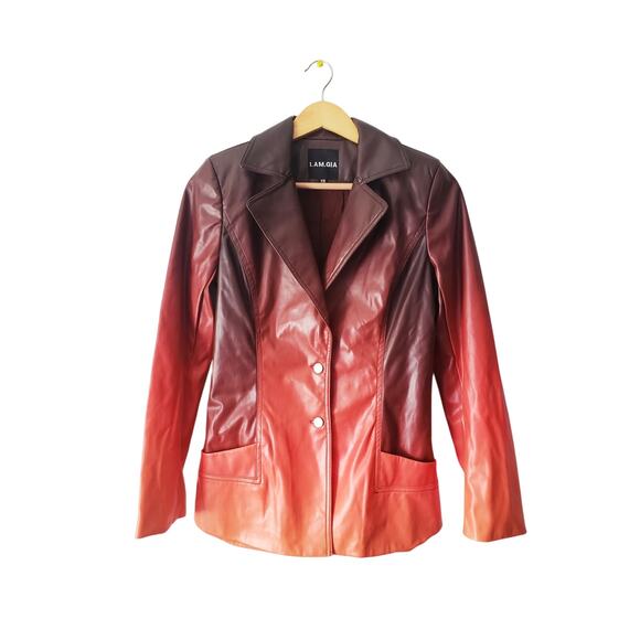 I.Am.Gia Vegan Leather Jacket Orange/Brown Size XS - Picture 1 of 9